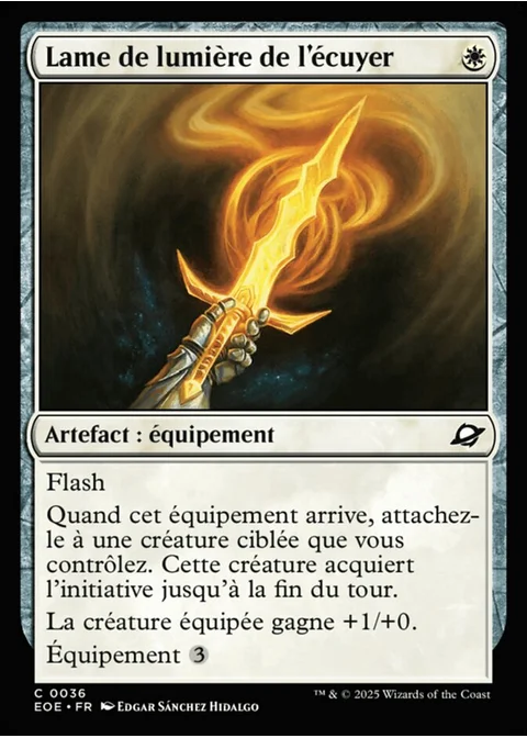 Lame de lumière de l'écuyer