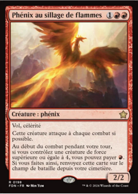 Phénix au sillage de flammes