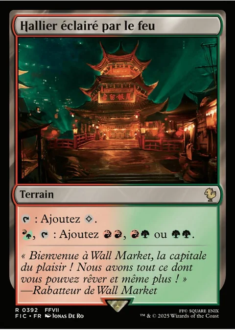 Hallier éclairé par le feu