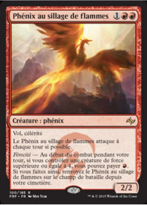 Phénix au sillage de flammes