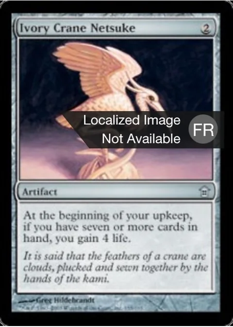 Netsuke de grue en ivoire