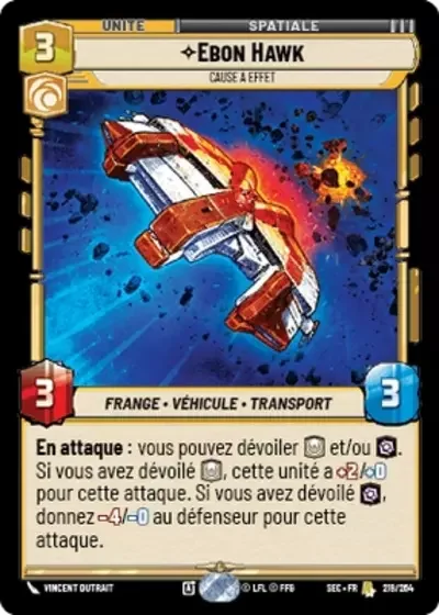 Ebon Hawk, Cause À Effet